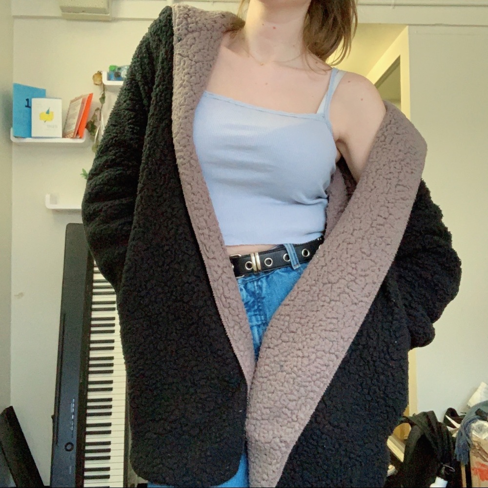 URBAN OUTFITTERS Fuzzy Black & Tan Jacket